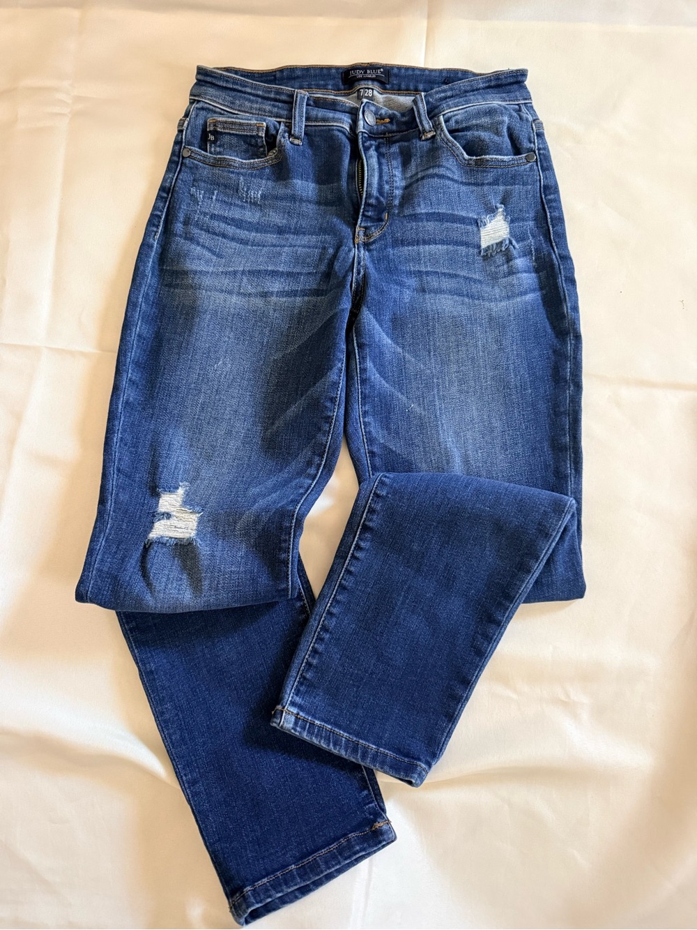 Judy Blue Distressed Dark Blue Skinny Jeans